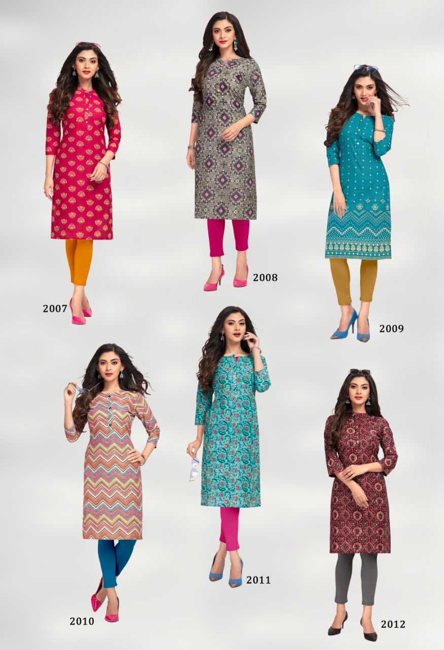 Traditional 2 Cotton Regular Wear Printed Designer Kurti Collection